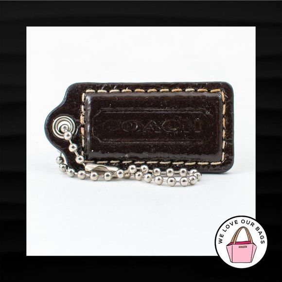Coach Accessories - 2" Medium COACH BROWN PATENT LEATHER KEY FOB BAG CHARM KEYCHAIN HANGTAG TAG